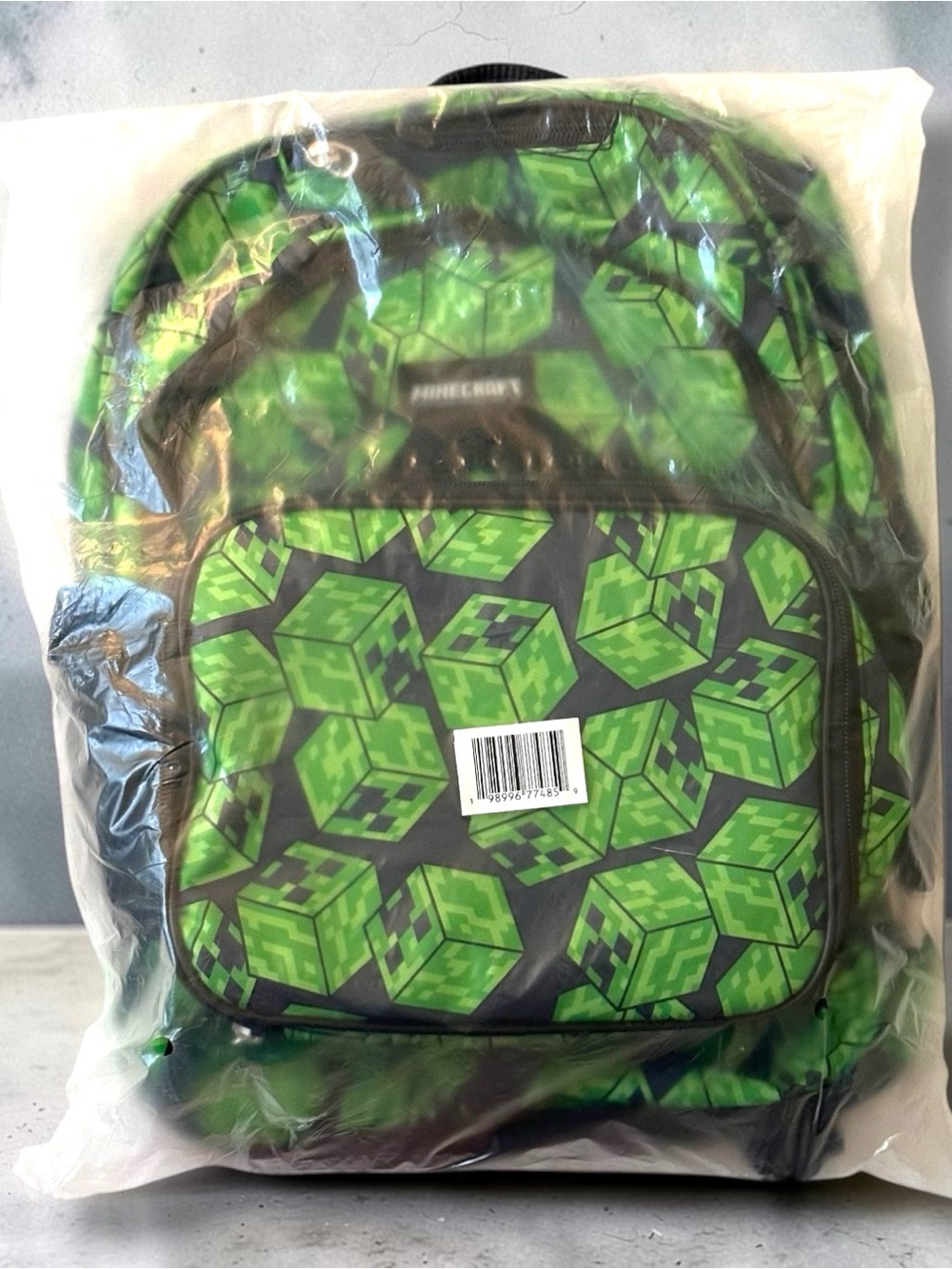 Kids Green Block Pattern Backpack and Lunchbox set by Minecraft